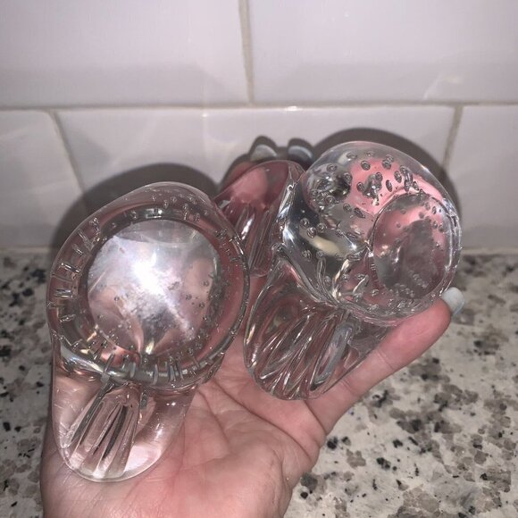 Swan Figurine Set Control Bubble Clear Chrystal Art Glass Bullicante Paperweight - Picture 7 of 8